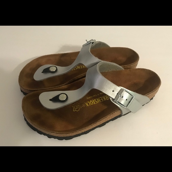 Birkenstock Gizeh Birko-Flor Silver Sandal 37 R - Picture 3 of 5